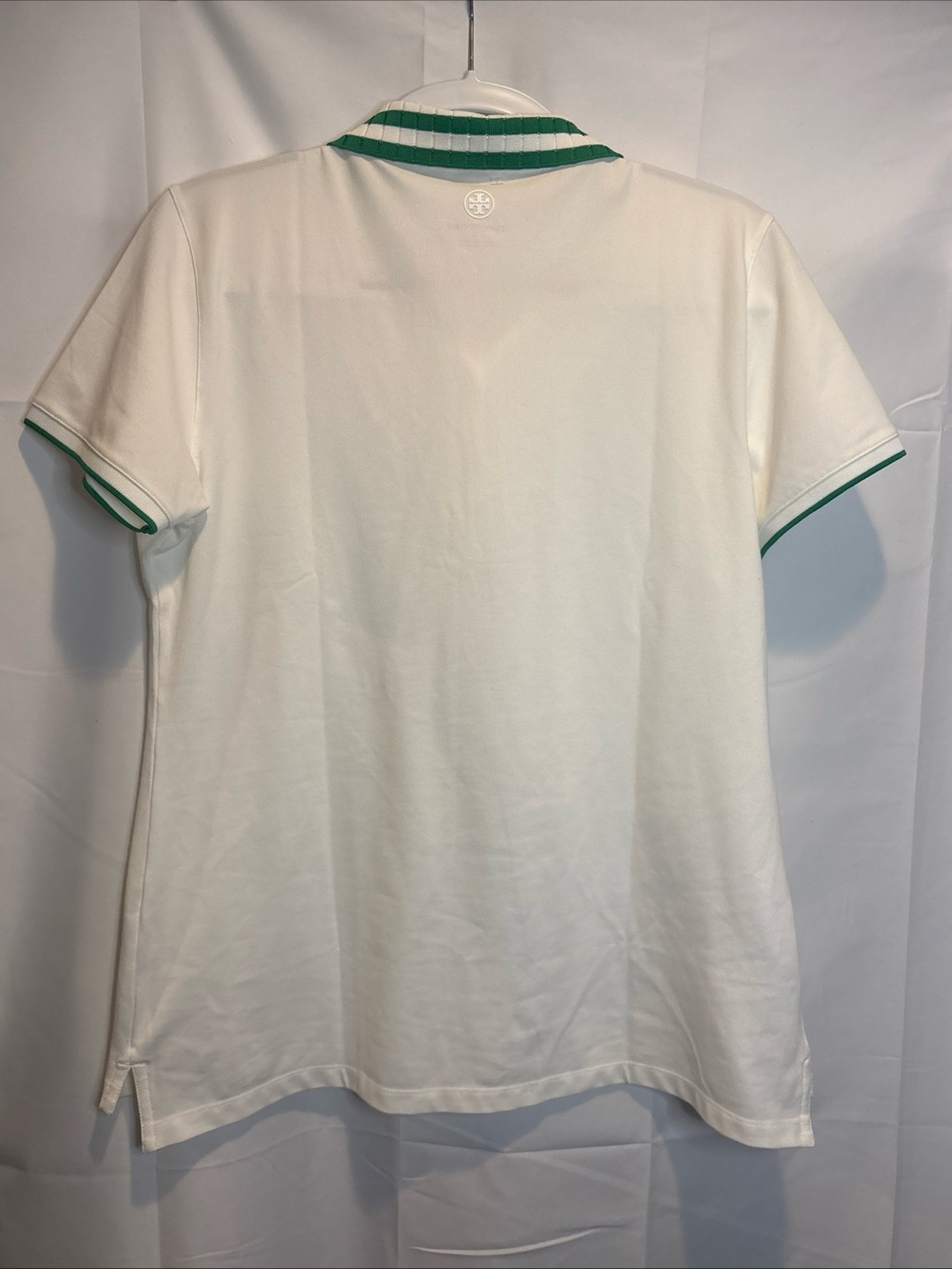 Tory Sport White Polo with Green-Trim Collar and Sleeve Stripes - Picture 5 of 8